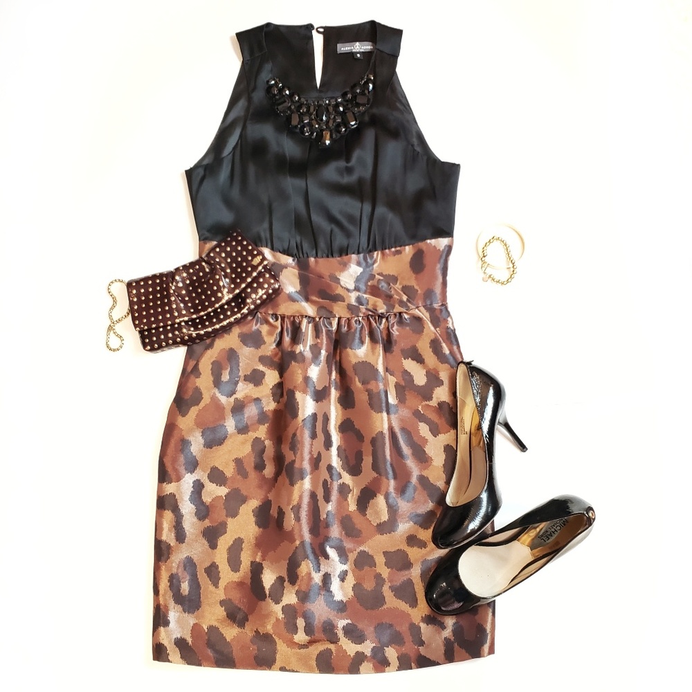 Alexia Admore animal print beaded dress, S